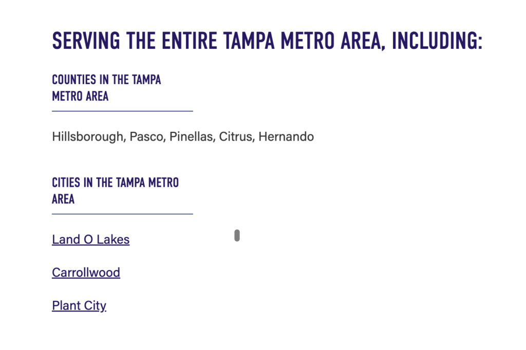 neighborhoods on location pages